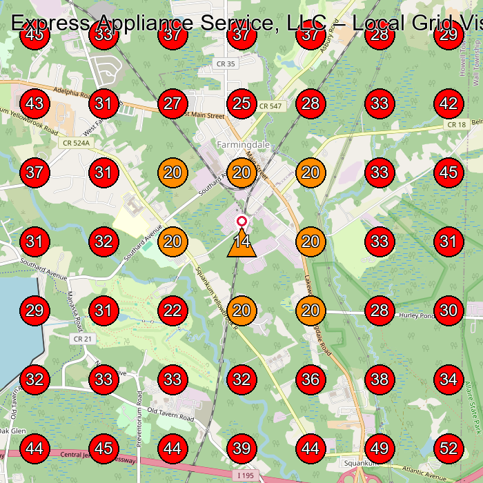 Express Appliance Service, LLC GeoGrid visibility map for Appliance Repair Service in None